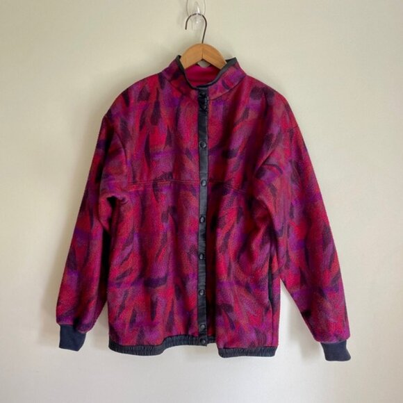 Vintage 90s Button-Up Fleece Jacket Sweater - Picture 1 of 3
